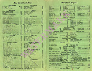New Café Gambrinus, Mexicali 1933/34 Menu