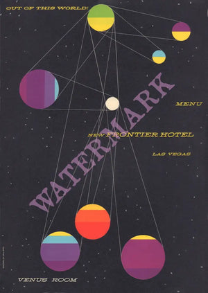 Venus Room, New Frontier Hotel, Las Vegas, Saul Bass Menu Art 1956