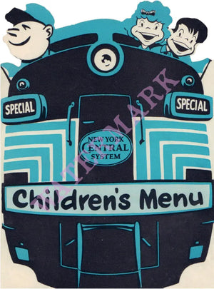 New York Central System, Children's Menu, 1950s Menu Art