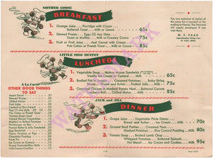 North Coast Limited Menu For Small Travelers 1951 Menu