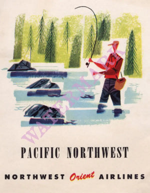 Northwest Orient Airlines, In-Flight Menu 1970s Menu Art