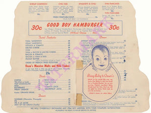 Oscar's, San Diego 1940s Menu