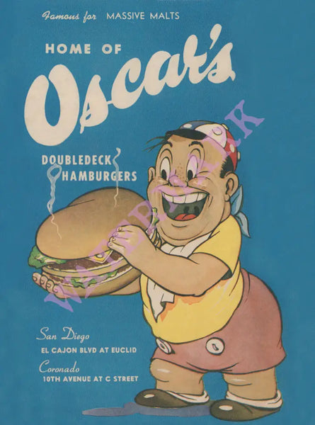 Oscar's, San Diego 1940s Menu Design