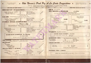 Otto's Pink Pig, Sherman Oaks CA 1940s Menu