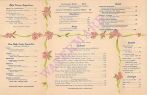 Palm Springs Town & Country Restaurant 1950s | Vintage Menu Art - food menu