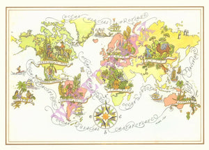 Pan American World 1960s Jacques Liozu Menu Art Map