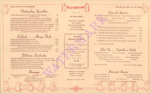 Pig'n Whistle, Atlanta 1958 Menu