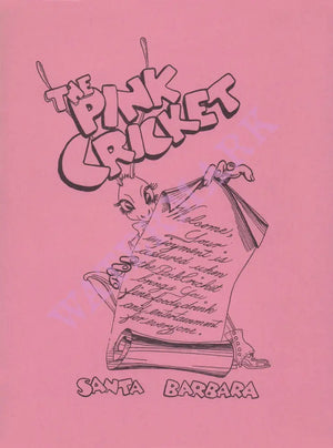 Pink Cricket Welcome, Santa Barbara 1960s Menu Art