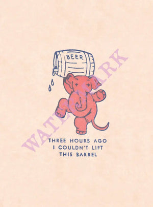 Pink Eelephant (Barrel of Beer) menu art