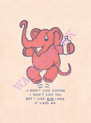 Pink Elephant (Gin), The Cellar Bar, San Francisco’s Geary Theatre 1930s menu art