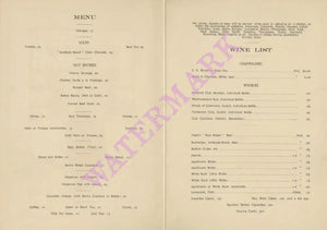 Pullman Buffet Menu and Wine List Early 1900s Menu