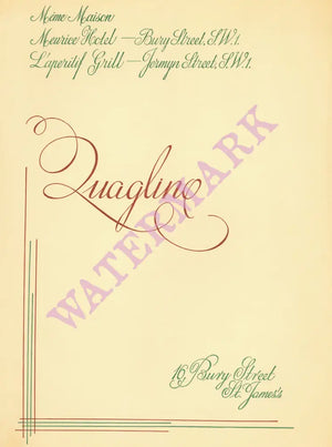 Quaglino's, London 1939 Menu Art