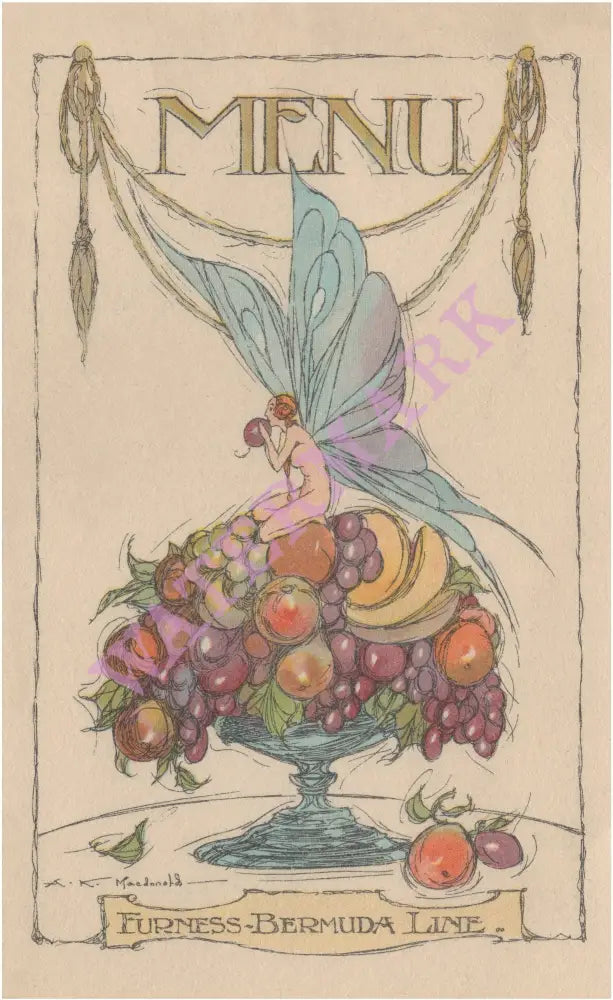 Queen of Bermuda, 1937 Menu Art by Alistair K. MacDonald – Vintage