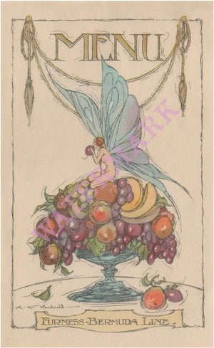 Queen of Bermuda, 1937 Menu Art by Alistair K. MacDonald