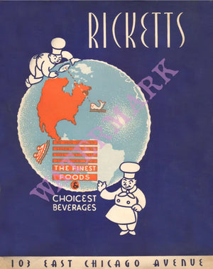 Ricketts, Chicago 1940 Menu Art