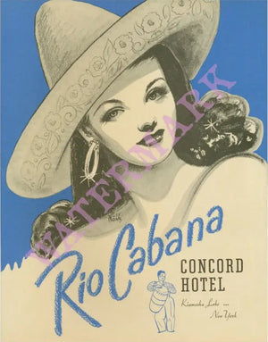 Rio Cabana, Concord Hotel, Catskills, 1950s Menu Art