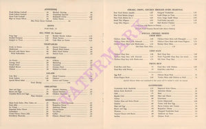 Riptide Club, Miami Beach 1930s Food menu