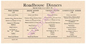 Roadhouse Dinners 1918