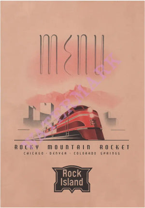 Rock Island Rocky Mountain Rocket, 1940s Menu Art