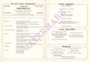 Royal Viking Italian Dinner 1985 Menu
