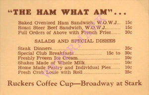 Rucker's Coffee Cup Menu Portland