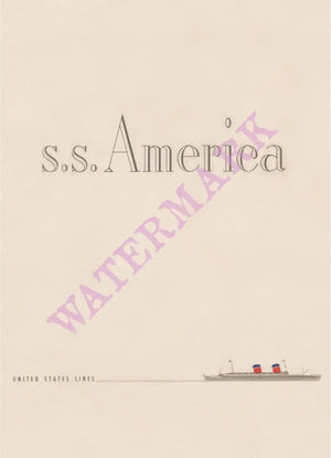S.S. America 1950 Vintage Menu Art