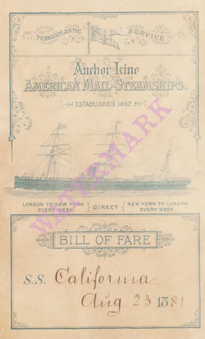 S/S California 1881 Menu Art
