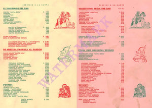 Santa Rosa, Monterrey Mexico 1950s Menu