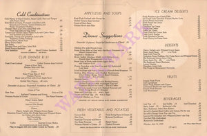 Schrafft's, New York 1939 Menu
