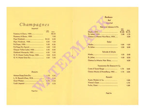 Seaside Hotel, Atlantic City 1930s Wine List