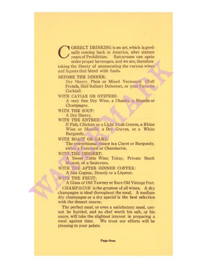 Seaside Hotel, Atlantic City 1930s Wine List after Prohibition