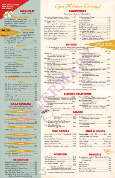 Ships, Culver City 1995 Menu