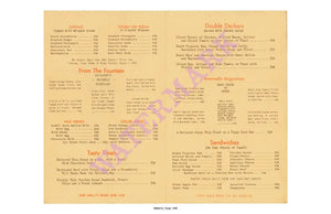 Skillern's, Texas, 1940 Menu