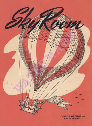 Sky Room, Lockheed Air Terminal, Burbank 1962 | Vintage Menu Art  - Front