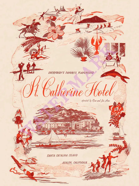 St Catherine's Hotel, Catalina Island 1956 Menu Art