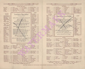St Francis Hotel, San Francisco 1915 Menu