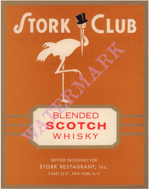 Stork Club Liquor Label - Whisky 1940s