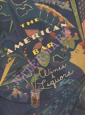 The American Bar, New York 1930s Menu Art