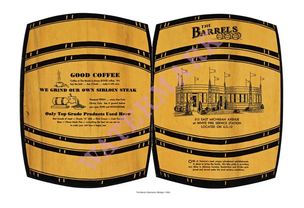 The Barrels Kalamazoo Menu Cover