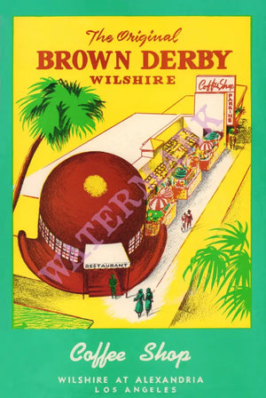 The Brown Derby, Hollywood, 1955 Menu Art