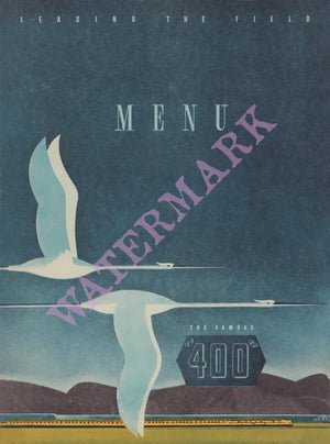 The 400, Chicago & North Western Line, 1950s Menu Art
