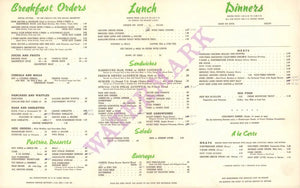 The Flying Saucer, San Fracicsco 1960s Menu