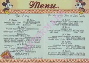 The Gateway Mickey & Minnie Mouse Menu For Children 1930s Menu