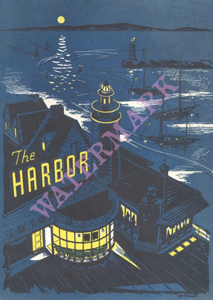 The Harbor, Santa Barbara 1957 Menu Art