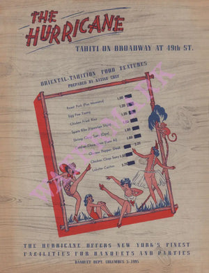 The Hurricane Nightclub 2, New York, 1940s | Vintage Menu Art