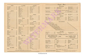 The Hurricane New York Vintage Menu Interior