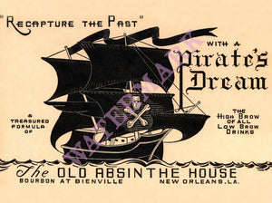 The Old Absinthe House, New Orleans 1940s Menu Art