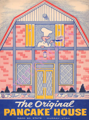 The Original Pancake House, Murray UT 195Os Menu Art