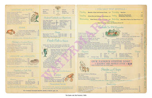 The Oyster Loaf San Francisco 1940s Interior Menu