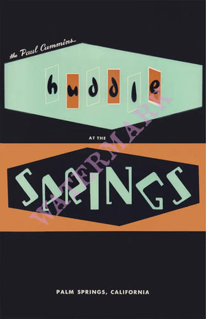The Paul Cummins Huddle at the Springs, Palm Springs, California 1970s | Vintage Menu Art - cover